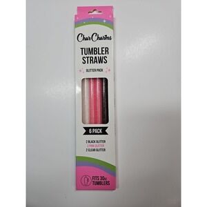 CharCharms Glitter Pack 6 Pack Reusable Tumbler Straws Fits 30 oz
